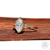 3 Ct Marquise Cut Moissanite Engagement Wedding Ring Yellow Gold 14k Single Stone Ring 6 Prong Simple Solitaire Promise Ring For Women
