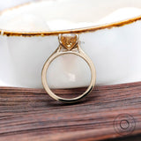 Dark Champagne Emerald Cut Moissanite Engagement Ring Classic 14k Yellow Gold Solitaire Cathedral Color Moissanite Wedding Ring For Women