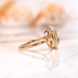 Double Bezel Champagne Moissanite Ring 14k Yellow Gold OMC Elongated Cushion Large Stone Ring Women Color Moissanite Wedding Promise Ring