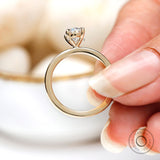 Oval Moissanite Engagement Ring in Yellow Gold Simple Rings For Women Promise Ring Oval 4 Prong Ring Dainty Oval Martini Setting Ring