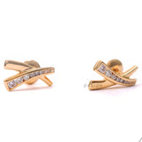 Estate-inspired Diamond Earring, X Shaped Gold Earrings With Diamonds / Cross Earring / Diamond Stud Earrings for Women