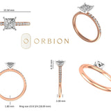 6 MM Princess Cut Moissanite 14K Two Tone White Gold  & Rose Gold Pave Band Solitaire Ring, Moissanite Engagement Ring, Wedding Ring For Her