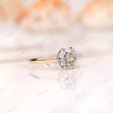 OEC Moissanite Ring, Solitaire Moissanite Engagement Ring, 1.5 Ct Round Moissanite Ring, Two Tone Gold Ring, Georgian Ring, Claw Prong Ring