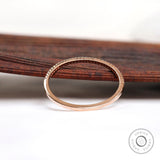 0.8 MM Micro Pave Half Eternity Wedding Band, 14K Rose Gold Moissanite Diamond Band, Classic Stacking Matching Band, Delicate Thin Gold Band