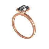 1.5 CT Emerald Cut Solitaire Grey Moissanite 14K Rose Gold Engagement Ring, Wedding Ring, Dainty Ring Gold, Minimalist Moissanite Ring
