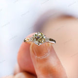 Champagne Moissanite Ring, Georgian Ring for Her, Unique Engagement Ring, Old Cut Three Stone Ring, Claw Prong Ring, Vintage Promise Ring