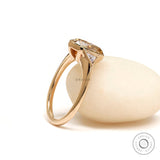 Oval Cut Champagne Moissanite Bezel Engagement Ring Three Stone Wedding Ring Color Moissanite Ring For Women Yellow Gold Anniversary Ring