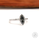 1 CT Marquise Cut Grey Moissanite Ring, Bezel Engagement Ring, 10K/14K/18K Solid White Gold Ring, Grey Stone Ring, Fancy Color Gemstone Ring