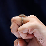 Elongated Cushion Champagne Moissanite Ring, Old Mine Cut Ring, Champagne Bezel Ring, Matt Finish Gold Ring, Antique Old Cut Ring