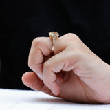 5.34 CT Large OMC Dark Champagne Bezel Set Cushion Cut Accent Stone Ring, Old Mine Cut Moissanite Engagement Ring, Art Deco Vintage Ring