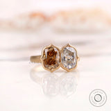 Elongated Cushion Cut Toi Et Moi Moissanite Ring Champagne Cushion Engagement Ring Old Mine Cushion Cut Double Stone Ring Matte Finish Ring