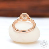 Octavia Asscher Cut Vintage Style Moissanite Ring, Antique Bezel Set Art Deco Engagement Ring, Rose Gold Milgrain Ring For Women