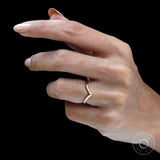 14k Gold Wishbone Ring, Solid Gold Chevron Stacking Ring, Curved Wedding Band, Womens V Shaped Ring, Stackable Thin Gold Band, Contour Ring