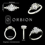 Pear moissanite ring measurement sheet with multi view design details