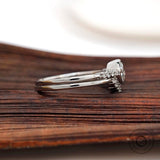 Round Hearts and Arrows Lab Grown Diamond Engagement Ring, IGI Certified, 14k Gold Boho/Bohemian Ring, Stacking Ring Set, Bridal Ring Set