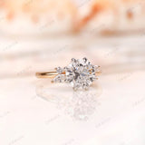 Round Brilliant Cut Lab Grown Diamond Engagement Ring, Cluster Diamond Rings, Multi Diamond Ring, 8 Prong Solitaire Ring, Two Tone Gold Ring