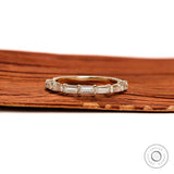 Emerald Cut Moissanite/Lab Diamond Half Eternity Band, Shared Prong Diamond Band, East West Emerald Cut Band, Dainty Stacking Band Gold