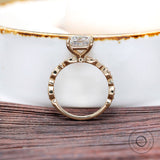 Princess Moissanite Ring, 1.5ct Moissanite Ring, Yellow Gold Art Deco Ring, Milgrain Engagement Ring, Claw Prong Ring, Promise Ring Women