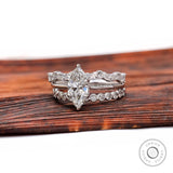 Marquise Lab Grown Diamond Engagement Trio Ring Set IGI Certified 14k White Gold Bridal Ring Set Solitaire Ring With Stacking Bands