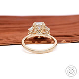 Exquisite Three Stone Emerald Ring - Classic Cathedral Set Design with a Modern Twist, Handmade with Love and Precision, Gift For Mom