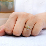 OMC Cushion Champagne Moissanite Ring, Champagne Engagement Ring, Champagne Bezel Ring, Closed Basket Ring, Old Cut Yellow Gold Rings