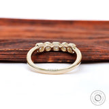 Five Stone Moissanite Wedding Band with Asscher & Round Cut Stones Curved 5 Stone Stacking Band Dainty Women Band Perfect for Weddings