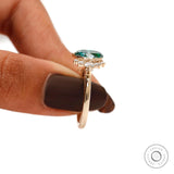 Vintage Inspired Green Moissanite Half Halo Ring - Sparkling Multi Stone Unique Floral Cluster Design in Yellow Gold, Gift For Her