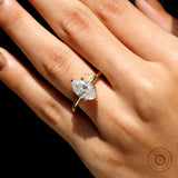 3 Ct Marquise Cut Moissanite Engagement Wedding Ring Yellow Gold 14k Single Stone Ring 6 Prong Simple Solitaire Promise Ring For Women