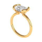 Old Mine Cut Elongated Cushion East-West Set Moissanite Ring, 10K Yellow Gold Half Bezel Set Ring, Unique Engagement Ring