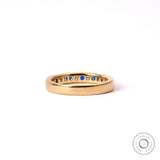 Channel Set Alternating Diamond And Sapphire Wedding Band In 14K Yellow Gold, Sapphire And Diamond Eternity Ring, Women Wedding Band
