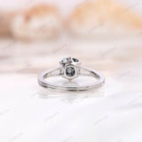 1.7 CT Old Mine Cut Elongated Cushion Grey Moissanite Vintage Engagement Ring for Her, Solitaire Ring, 18K White Gold Ring, Split Shank Ring