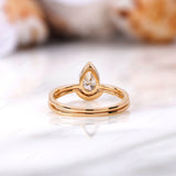 Dazzling Pear Lab Diamond Engagement Ring Duo - Delicate Yellow Gold Bridal Set, Elegant Nesting and Stack Rings, Dainty Ring Set