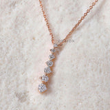 Dainty Drop Diamond Pendant, Long Drop Diamond Pendant, 10k/14k/18k Solid Gold Pendant Chain Necklace, Vertical Diamond Pendant Necklace