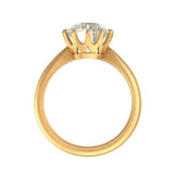 OMC Off white Moissanite 14K Yellow Gold Satin Brush Finish Setting, Solitaire Engagement Ring, Unique Wedding Ring, Art Deco Ring