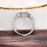 Art Nouveau Engagement Ring, OEC Moissanite Ring, White Gold Vintage Ring, Non Traditional Wedding Rings, Antique Leaf Motif Ring