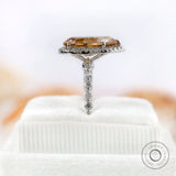 Old Mine Cut Pear Champagne Moissanite Engagement Ring, Elegant Solid 14K Gold Promise Ring, Perfect Anniversary Promise Ring For Women