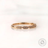 14K Yellow Gold Geometric Hexagon Band Ring, Half Eternity Wedding Band, Moissanite Wedding Band, Diamond Band Women, Dainty Stacking Band