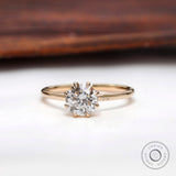 1 CT Round Brilliant Cut Lab Grown Diamond Engagement Ring, 14K Yellow Gold Solitaire Rings, Unique Promise Ring, 1 Carat Lab Diamond Ring