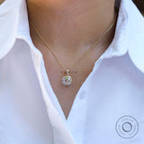 Old Mine Cut GHI Cushion Moissanite Pendant, Antique Georgian Pendant, Satin Matte Finish Gold Pendant, Vintage Pendant For Chain Necklace