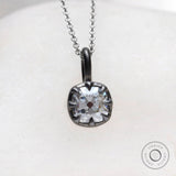 Vintage Oxidized Finish Edwardian Pendant, 6 MM Old Mine Cushion Cut Moissanite Pendant, Antique Claw Prong Solitaire Gold Pendant For Women