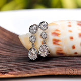 Old Mine Cut Pear Shaped Dangle Earrings, 14K Solid Gold Dangle Drop Earrings, OEC Round Statement Earrings, Unique Teardrop Earrings