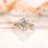 Vintage inspired Old European Cut Round Shape Moissanite Engagement Ring 18K Yellow Gold Wedding Ring Anniversary Promise Gift Ring For Her