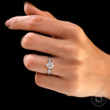 Pear Moissanite Celestial Style Ring, 14K White Gold Proposal Ring, Art Nouveau Ring For Women, Leaf Engraved Design Ring, Claw Prong Ring