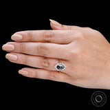 Bold and Beautiful Dark Blue Green Marquise Moissanite Ring - Stunning Rose Gold Cluster Ring for Her, Elegant Rose Gold Engagement Ring