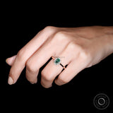 Brilliant Cut Oval Blue Green Moissanite Ring, 14K Solid Rose Gold Halo Engagement Ring, Classic Teal Oval Cut Ring, Dainty Wedding Ring