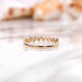 Colorless Heart Shape Moissanite Wedding Band, Half Eternity Stackable Band For Her, Dainty Diamond Band, Comfortable Band For Women
