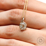Finger scale view cushion moissanite pendant yellow gold