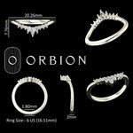Chevron wedding band measurement sheet with multi view design details