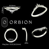 Chevron wedding band measurement sheet with multi view design details