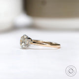 Side gallery view of off white moissanite two tone ring